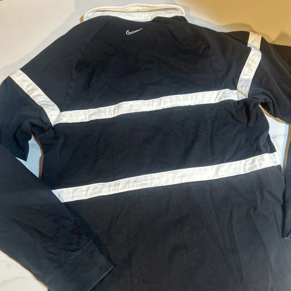 Nike‎ Swoosh Long Sleeve Button Front Rugby Shirt Men's Small Black